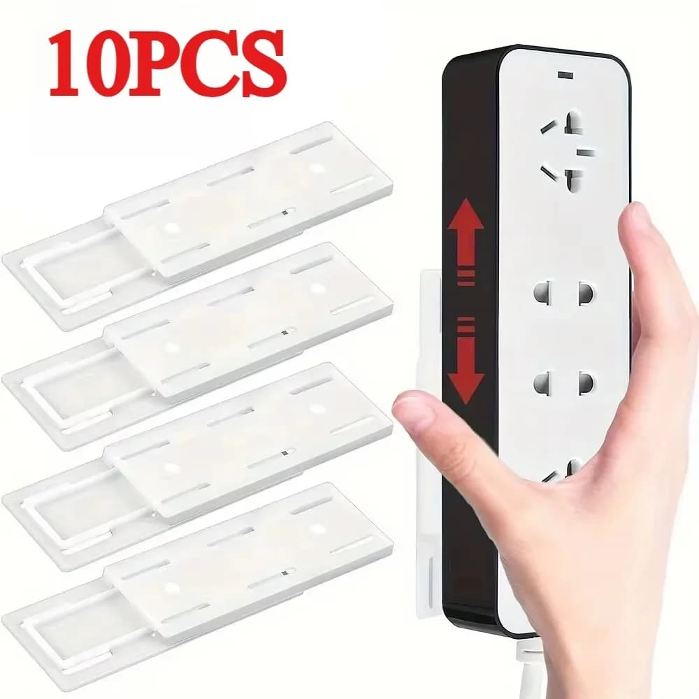 10/6/4pcs Wall-Mounted Power Strip Holder Self-Adhesive Desktop Socket Fixer Strip Fixator Plug Socket Cable Wire Organizer Rack