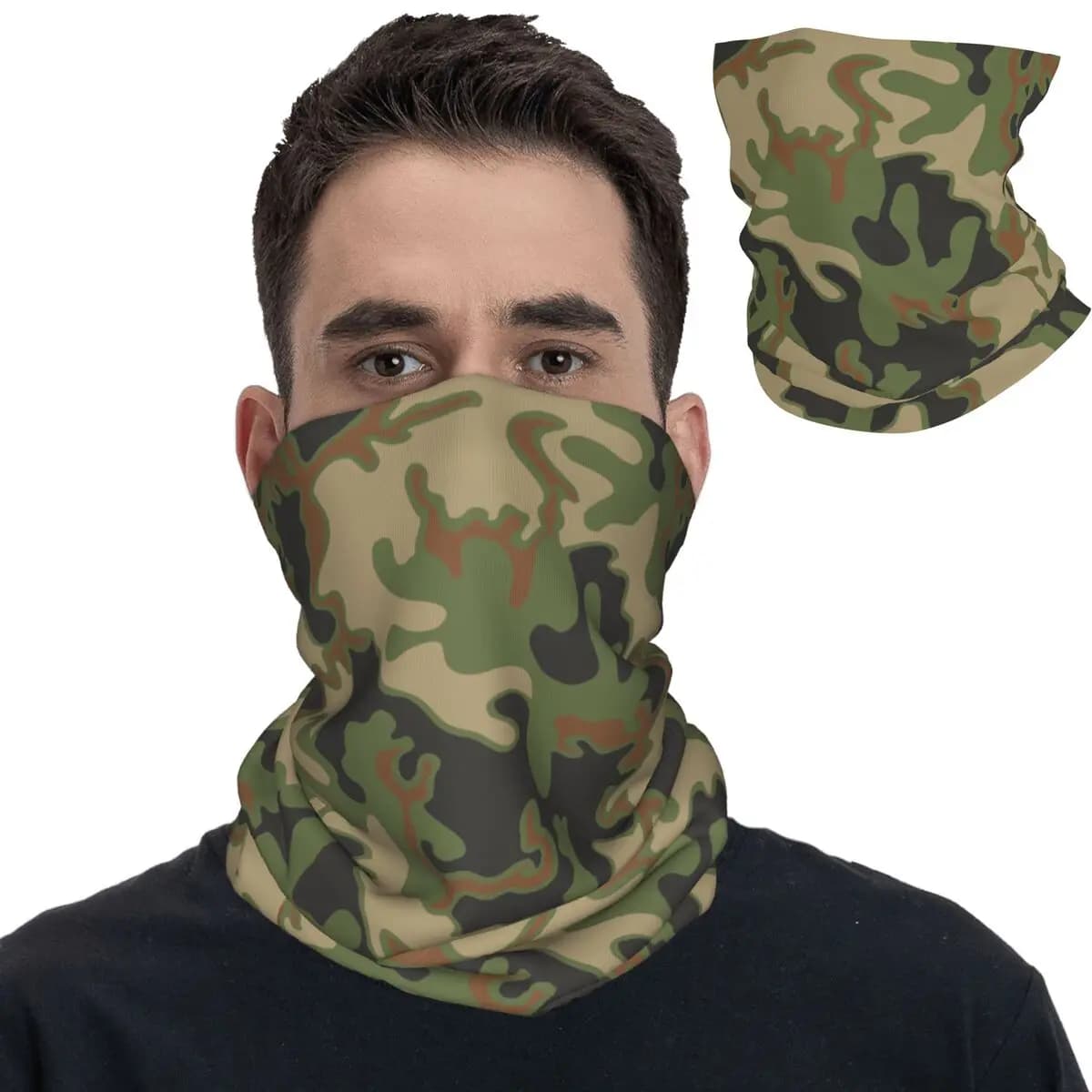 Camo Camouflage Bandana Neck Gaiter Printed Balaclavas Wrap Scarf Warm Cycling Riding for Men Women Adult Winter