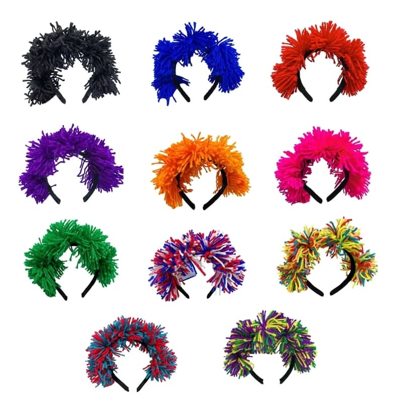 Patriotic Parades Headband for Adult Kids Three Color Pompoms Hairhoop Music Festival Props Hairhoop Cosplay Drop Shipping