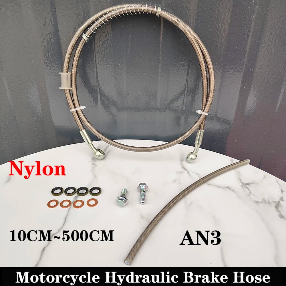 M8/M10 Silver motorcycle hydraulic brake hose Nylon material motorcycle universal racing brake clutch oil pipe Silver joint