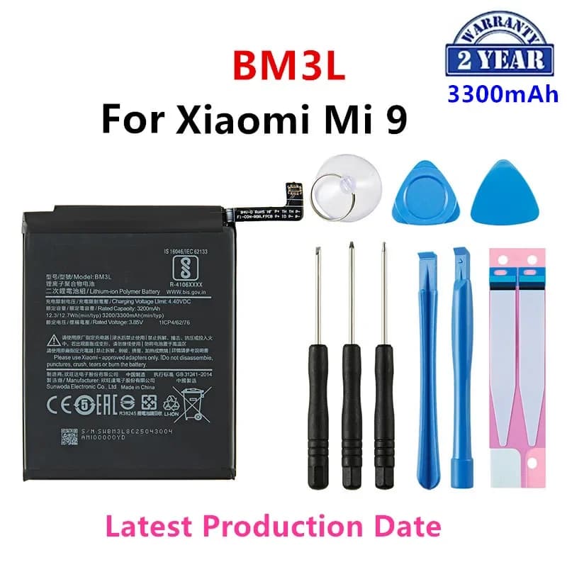 100% Orginal BM3L 3300mAh Battery For Xiaomi 9 Mi9 M9 Mi 9 BM3L High Quality Phone Replacement Batteries +Tools