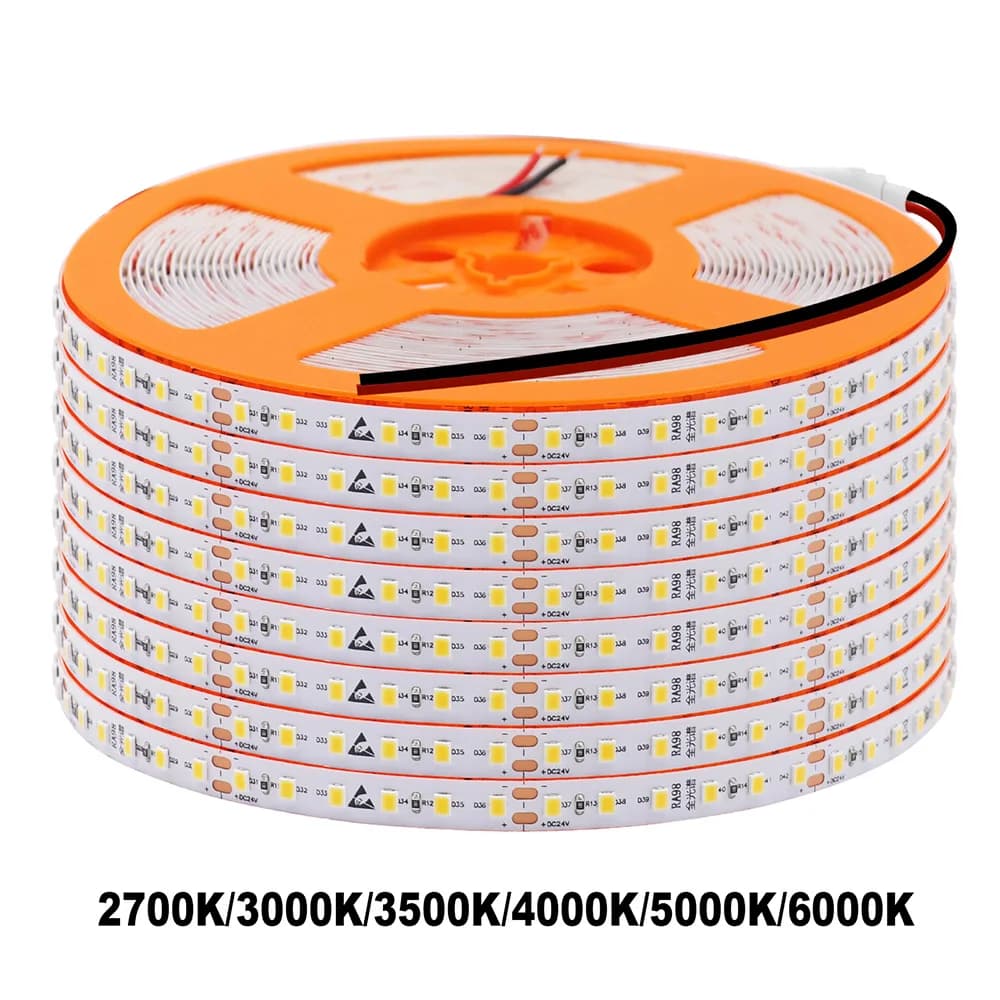 5m 10m RA98 LED Strip Light 2700K 3000K 3500K 4000K 5000K 6000K 24V 2835 Flexible Tape Stripe Hight Bright 120LED Home Lighting
