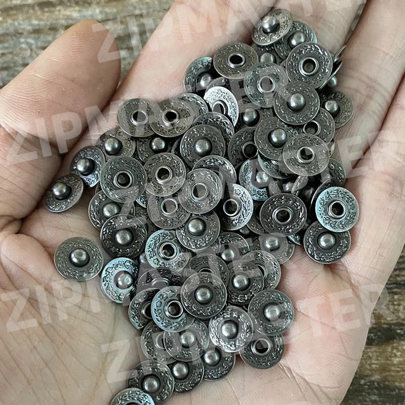 Japanese YKK Collision Nail Wheat Ear Style Straw Hat Nail Rivet Denim I-shaped Button Four in One Ancient Silver 9.5mm