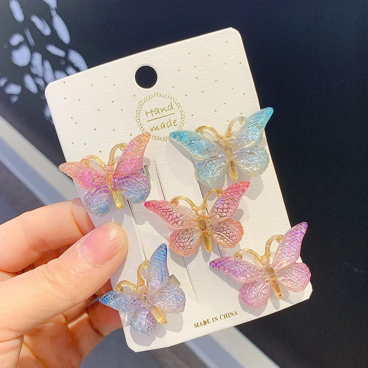 5pcs Cute Butterfly Hair Clips Kawaii Sweet Hairpin Side Clamp Barrettes Kids for Women Girls Hair Accessories Vivid Paper