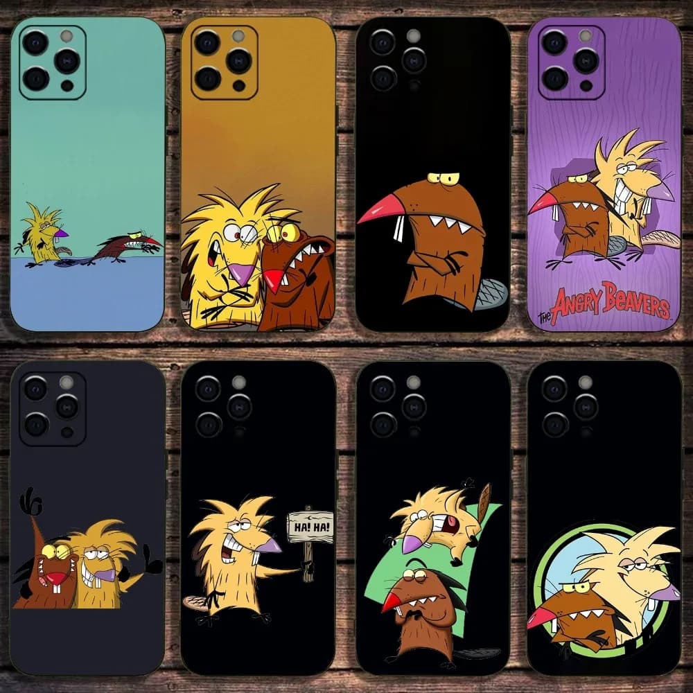 The A-Angry B-Beavers Phone Case For Apple iPhone 15,14,13,12,11,Pro,X,XS,Max,XR,Plus,Mini Soft Black Cover