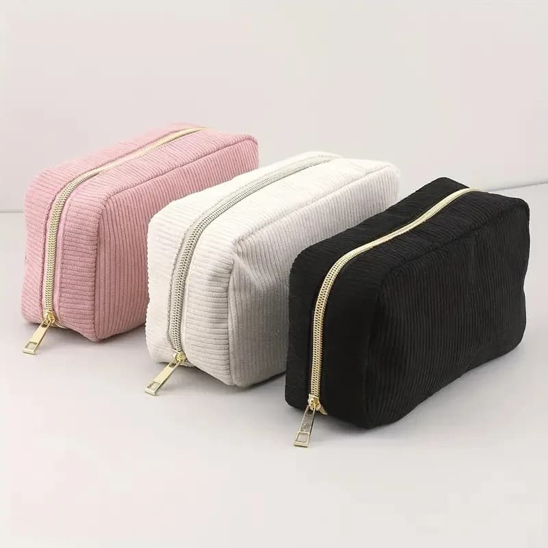 Simple Large Capacity Pencil Case Corduroy Material Multifunctional School Supplies Pencil Pouch Office Supplies Stationery
