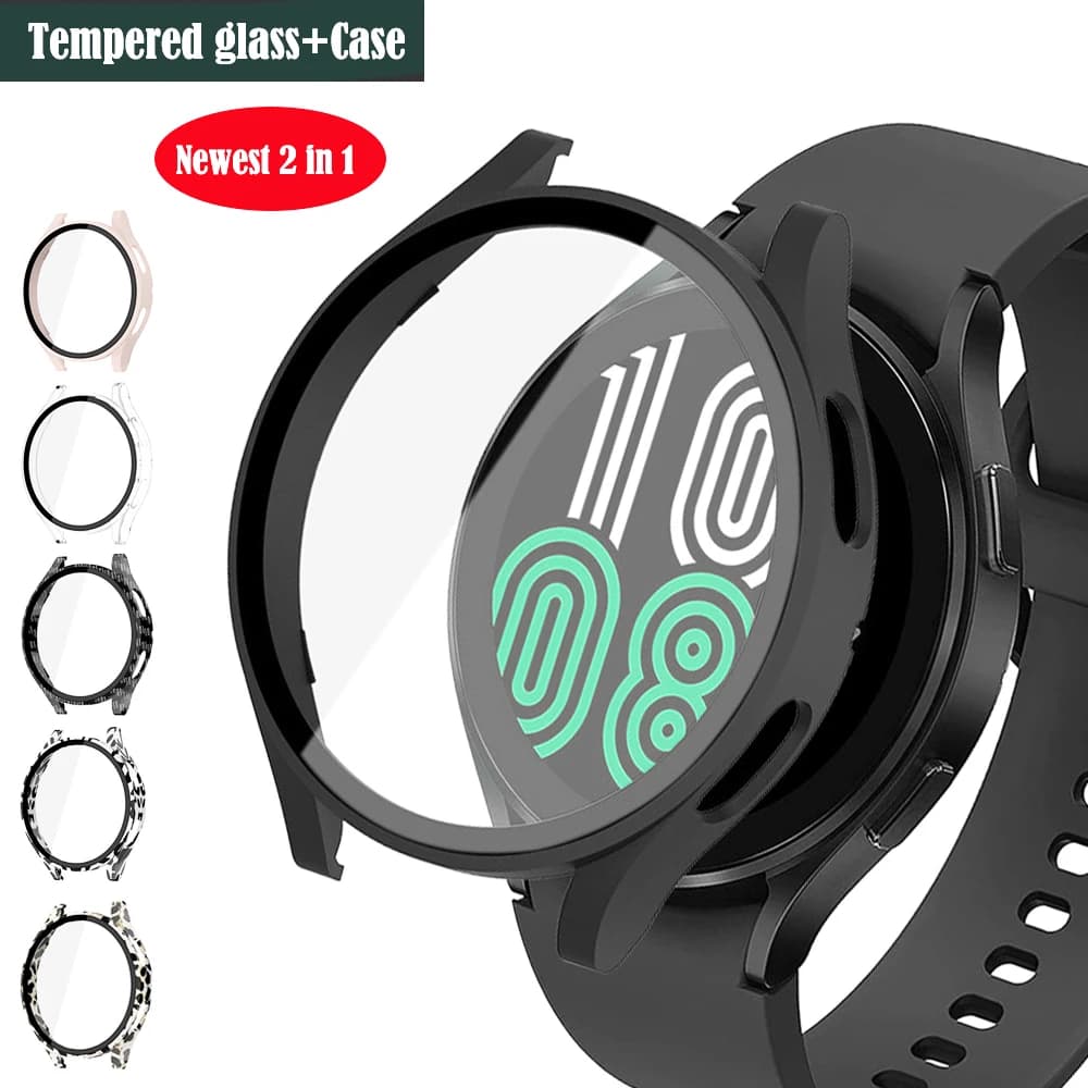 Tempered Glass+Case for Samsung Galaxy Watch 5 4 44mm 40mm 3D All Around PC cover bumper screen protector shell+film Accessories