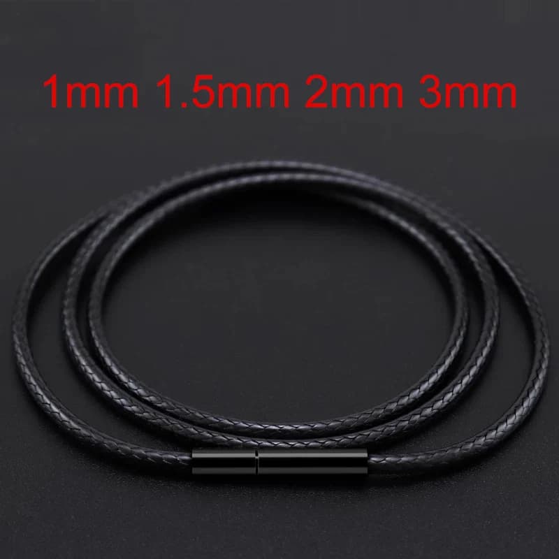 Black Leather Chain Necklace for Diy Women Men Handmade Braid Rope Long Necklace 40/50/60/70CM Neck Pendant Chain Jewelry Gift