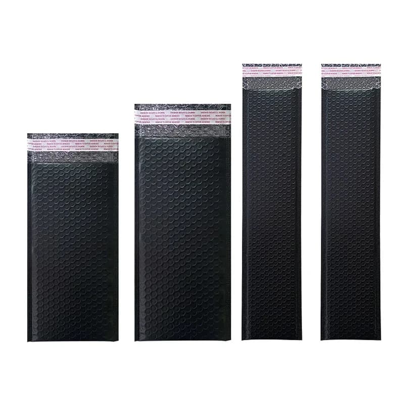 50Pcs Long Shape Bubble Bag Matte Black Plastic Bubble Envelope Umbrellas/Cosmetics Packaging Shipping Bags Gift Padded Envelope