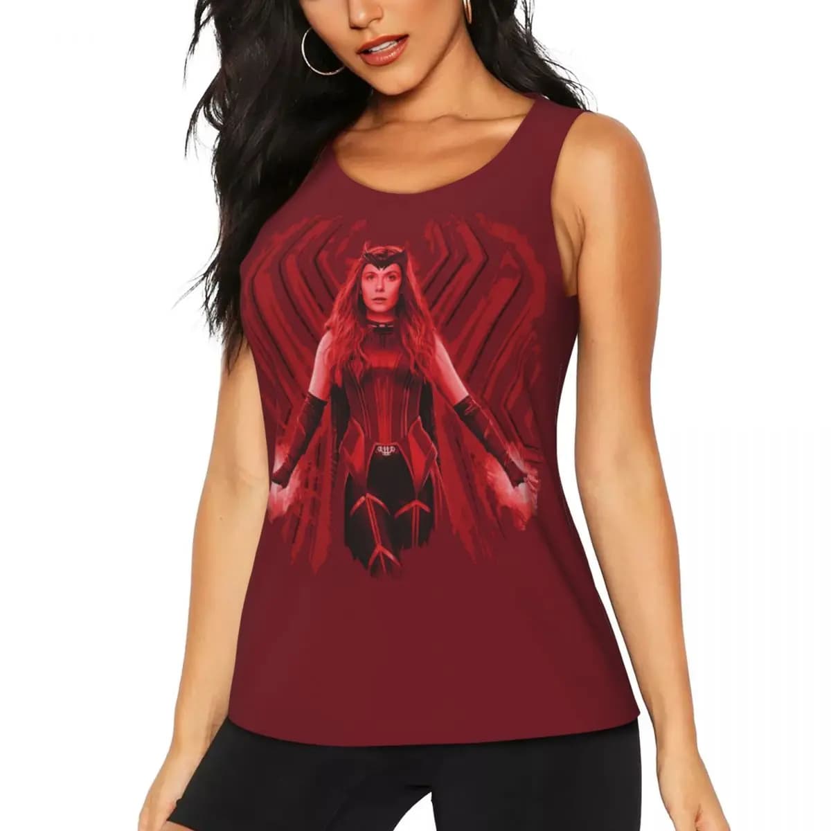 Custom Scarlet Witch Graphic Yoga Shirt Women's Athletic Gym Tank Tops