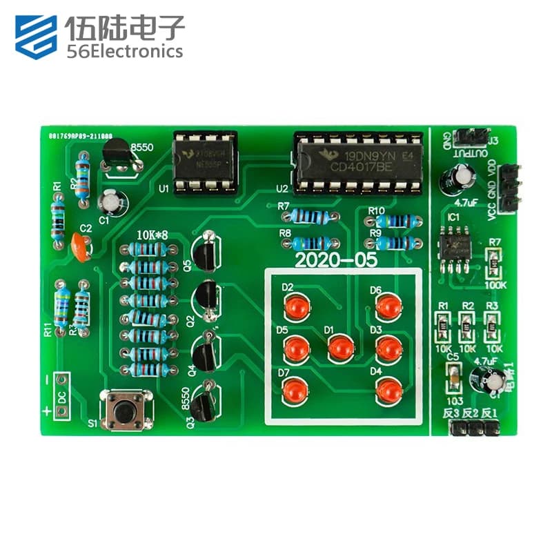 LED Electronic Dice Test Waveform DIY Kit Self Assembly and Soldering Spare Parts for Teaching and Traning