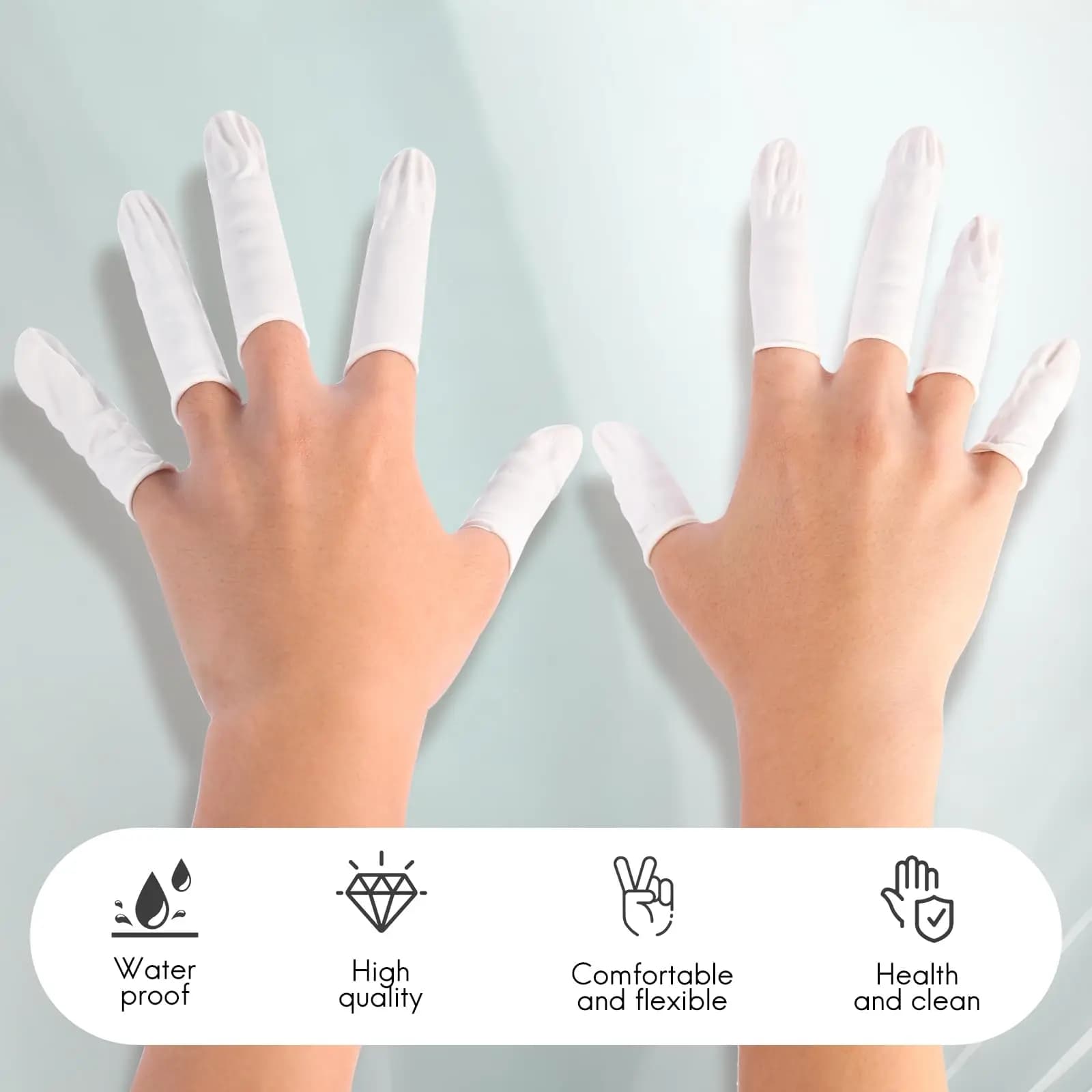 100PCS Latex Finger Cots, Powder-Free Non-Allergenic Disposable Finger Protectors for Beauty, Manicure, Electronic Repair
