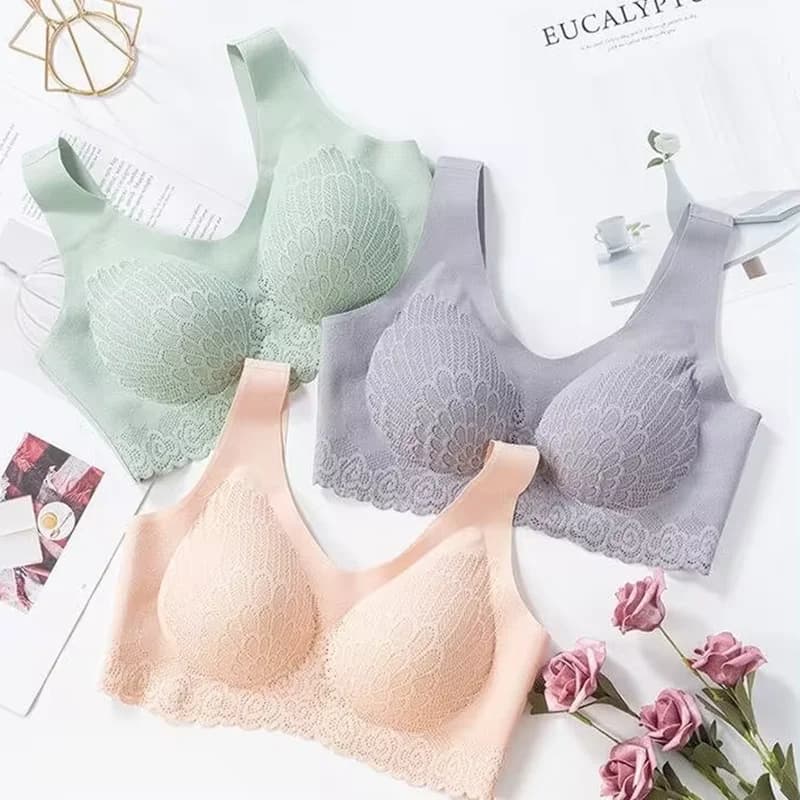 3PCS Tank Top Bra Lace Bra Seamless Gathering Sports Bra Back Bra Removable Padding Women's Underwear