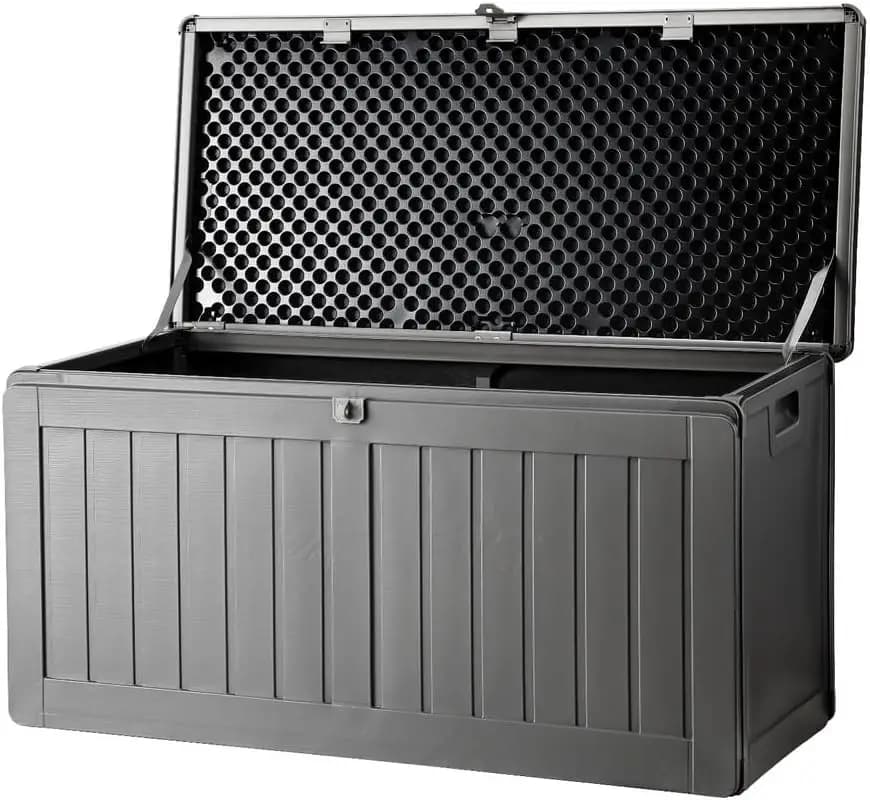Outdoor Storage Box Container Cabinet Bench, 190L Medium Lockable Tool Toy Deck Boxes Chest Garden Shed Storages Ottoman Chair S