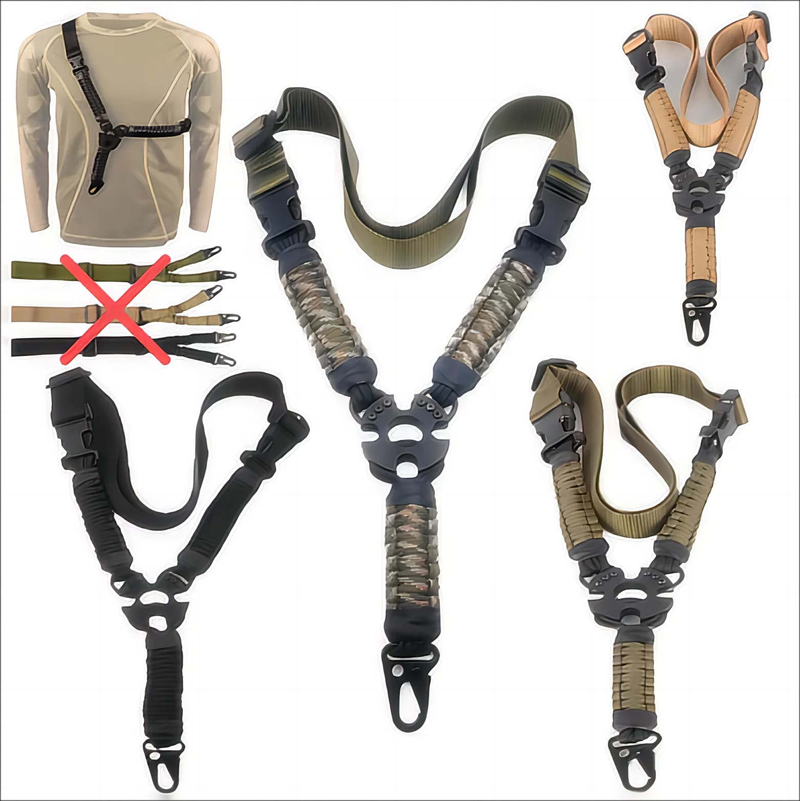 Nylon Rifle Webbed Vertical Single-point Rope Hunting Quick Adjustment Length Paracord Outdoor Multifunctional Tactical Harness