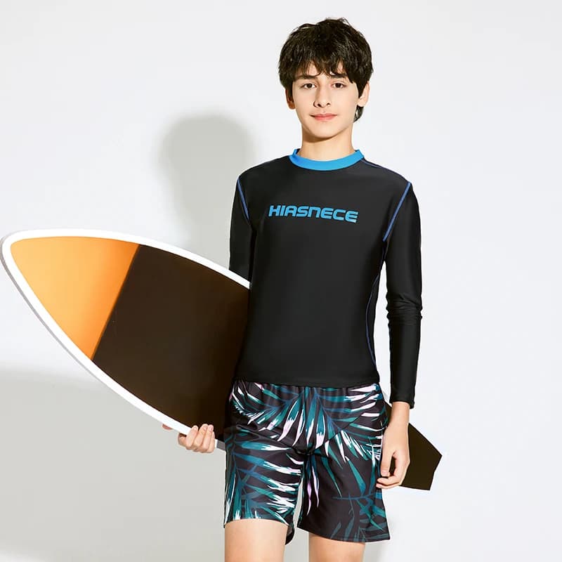 New Swimsuit for Boys Swim Set 2 Piece Swimwear Trunks Shorts Sports Rash Guard Long Sleeve Sunscreen Swimming Pool