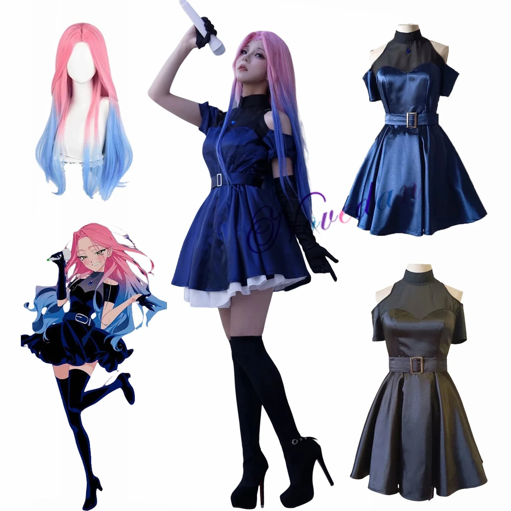 Alien Stage Mizi Cosplay Costume Dress Wig Anime Alien Stage Cosplay Halloween Carnival Party Costume For Women