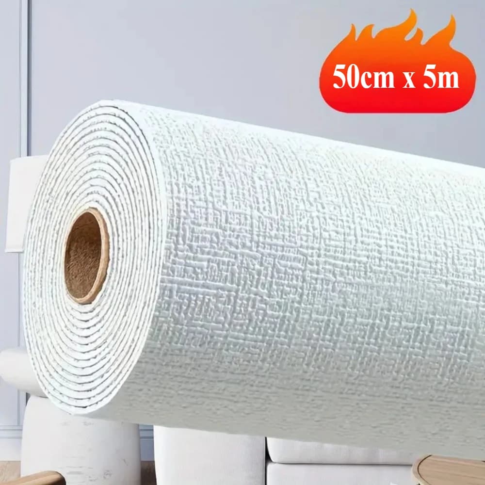 50cmx5m Linen Wallpaper Self-adhesive Waterproof Removable Wallpaper for Bedroom Livingroom Wall Decor