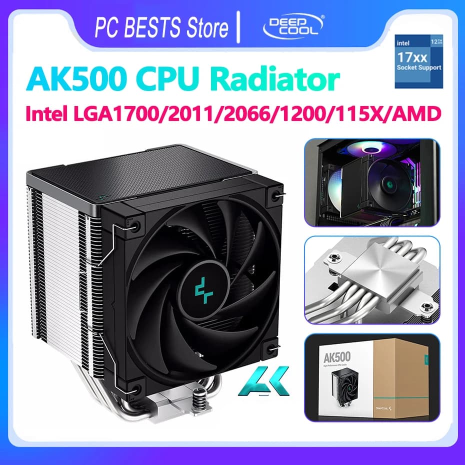 DEEPCOOL AK500 CPU Air-cooled Radiator 5 Heatpipe Thick Tower Widened FDB fan LGA1700 2066 2011 115X 1200 AM4 240W Cooling