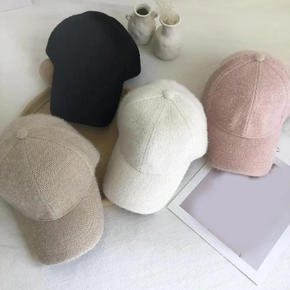 Solid Suede Retro Baseball Caps For Men Women Spring Autumn Street Hip Hop Hat Adjustable Faux Fur Sunscreen Visor Cap Warmth