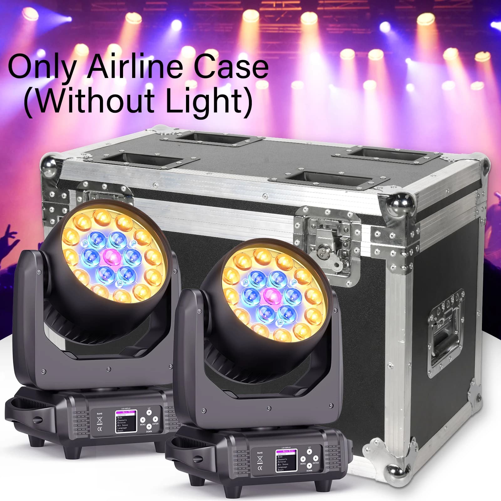Fieryzeal Airline Case Heavy-duty Gator Case with Built in Wheels Handle for (2) 19x15W Moving Head Light Stage Light Flycase