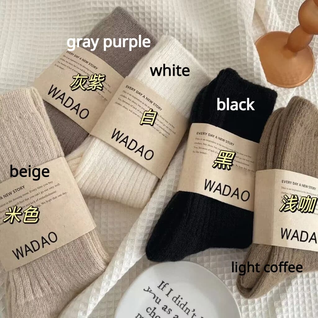 New Winter Socks Women Cashmere Wool Thicken Warm Women Socks Sox Japanese Fashion Harajuku Solid Color Thermal Long Socks