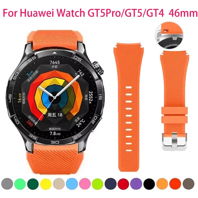 22mm Silicone Strap for Huawei Watch GT5 4/3/GT5 Pro 46mm Amazfit GTR 47mm Soft Bracelet Belt for Amazfit Pace Stratos 2 2s Band