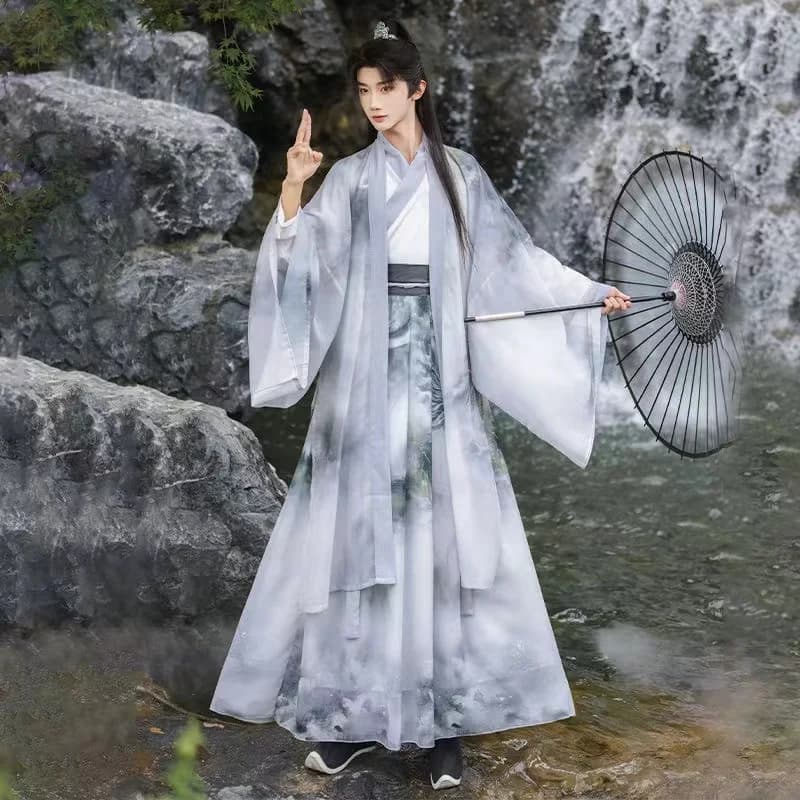 Original Dragon Hanfu Men Women Weijin Period Traditional Immortal Costume Classic Niche Swordsman Cosplay Clothing Dress Set