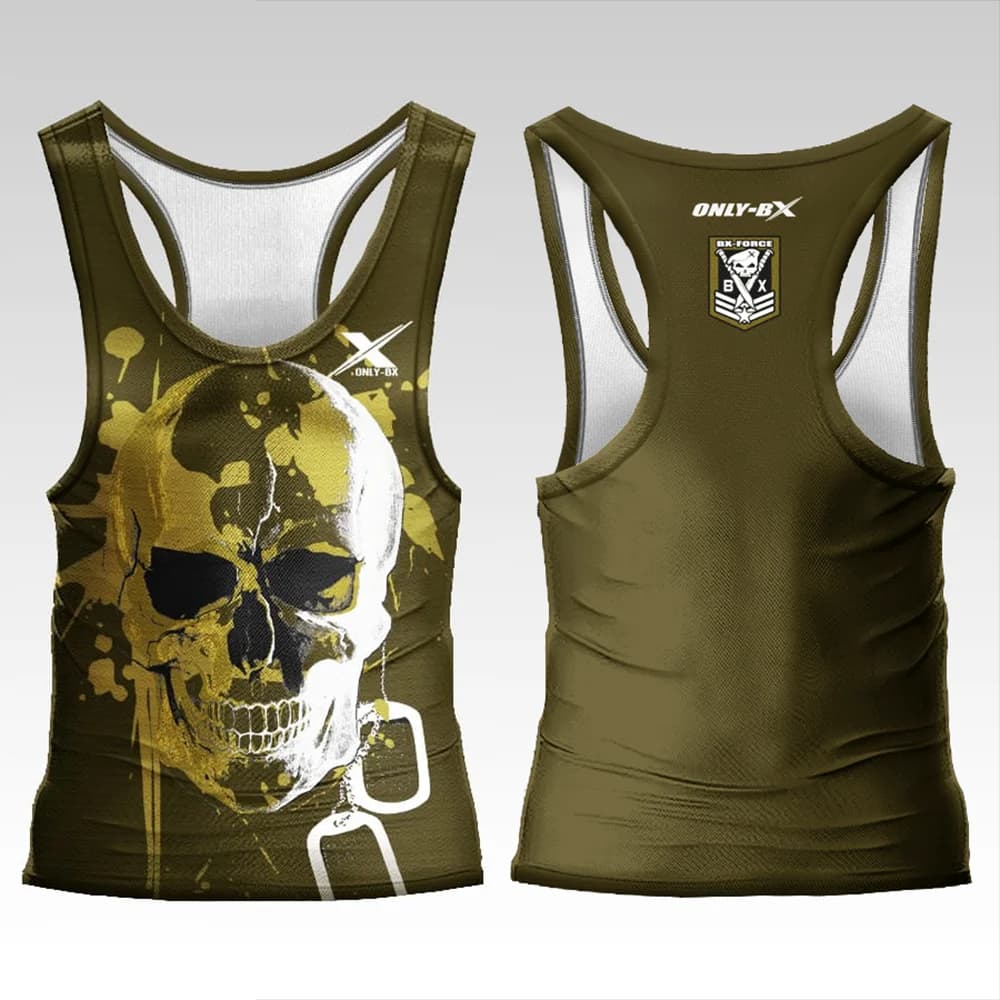 Men's Tank Top Gym Training Vest Comfortable Muscle Men's Tank Top Skull Printed Tank Top Training Shirt Sleeveless T-Shirt
