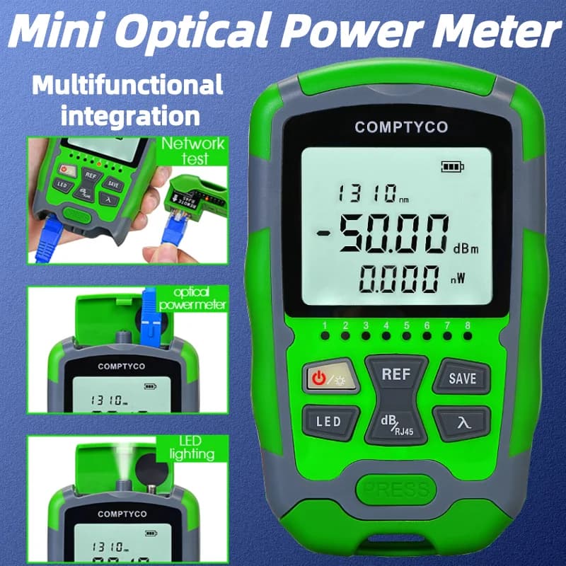 3 in 1 Mini Optical Power Meter (OPM) & Rj45 Network Tester & LED Light AUA-MC5/MC7/M5/M7 FTTH Fiber Optic Cable Testing Tool