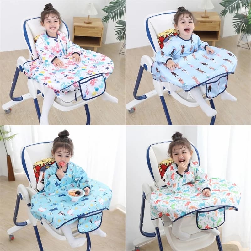 Child Apron Bib Baby Mess-proof Feeding Bib Smock 2-in-1 Highchair Table Cover Drop shipping