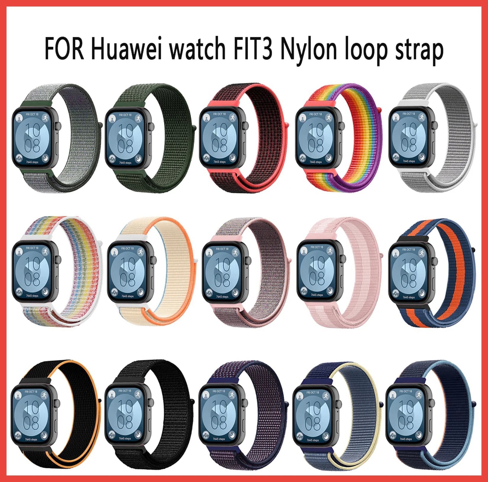 22mm Strap Nylon loop Woven Watch Band For Huawei watch FIT3 Braided Clasp Replace Wristband Smart WatchBracelet Accessories