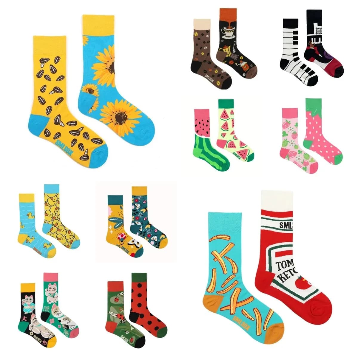 1 Pair Couples Fashion Socks AB Style Colorful Medium High Suit In All Seasons Daily For Unisex