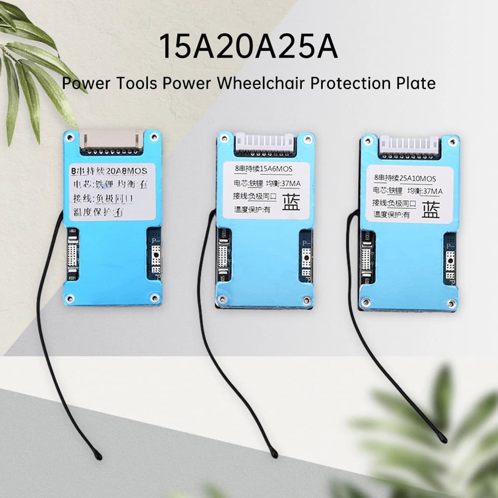 BMS 8S 24V 15A 20A 25A LiFePo4 Battery Balanced Charge Board Equalizer with NTC Temperature Protection Common Port For Escooter