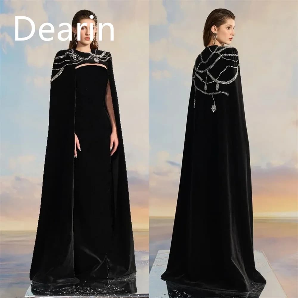 Customized Formal Dress Dearin Scoop Neckline Column Floor Length Skirts Vertically Stole Bespoke Occasion Dresses Evening Prom