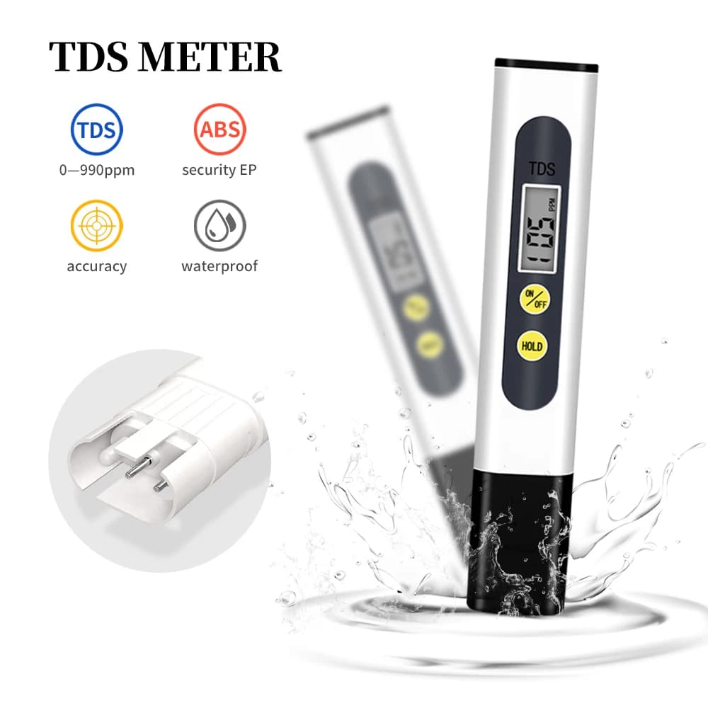 Portable TDS Meter LCD Digital Water Quality Tester 0-990PPM TDS Test Pen Water Purity Detector for Drinking Water Pool Aquarium