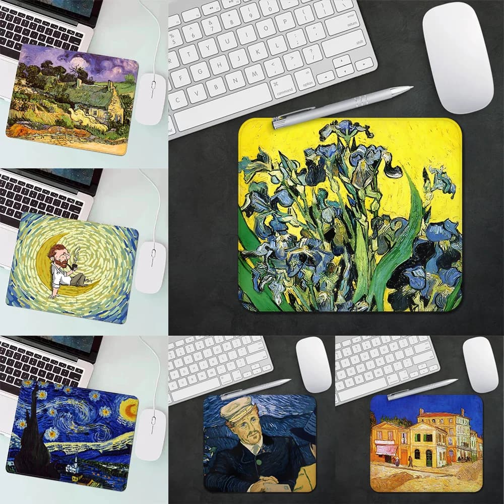 Cartoon Van Gogh Gaming Mouse Pad XS Small Mousepad For PC Gamer Desktop Decoration Office Mouse Mat Deskmat Rug