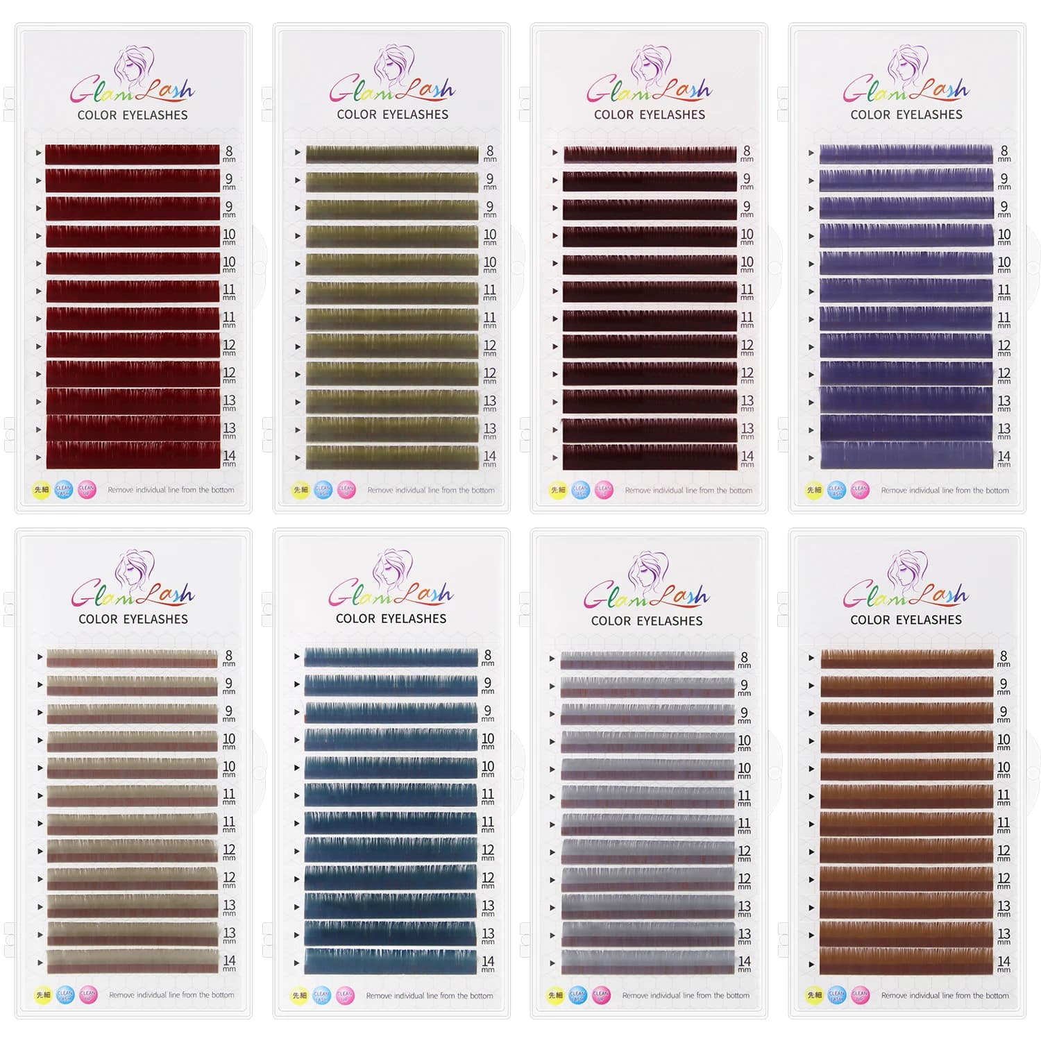 GLAMLASH Colored Lashes Literary Morandi Grey Individual Natural False Colorful Eyelash Extension