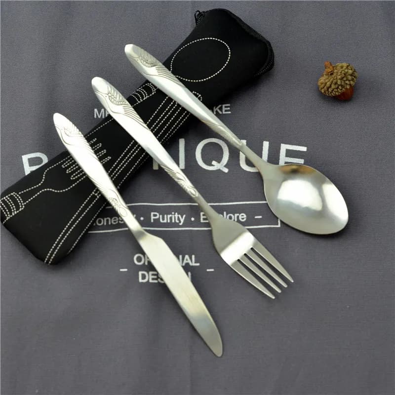 Picnic Set Tableware Washable with Zipper Travel Cutlery Kit Case Portable Pouch for Dinner Household Tool Travel Camping Spoon