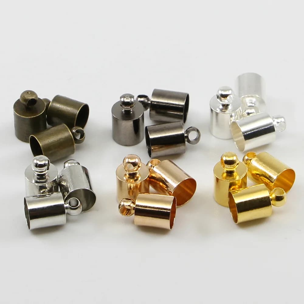 50Pcs/lot 3/4/5/6/7/8/9/10mm End Tip Cap End Crimp Caps Fit Tassel Leather Cord Beads Caps For DIY Jewelry Making Accessories