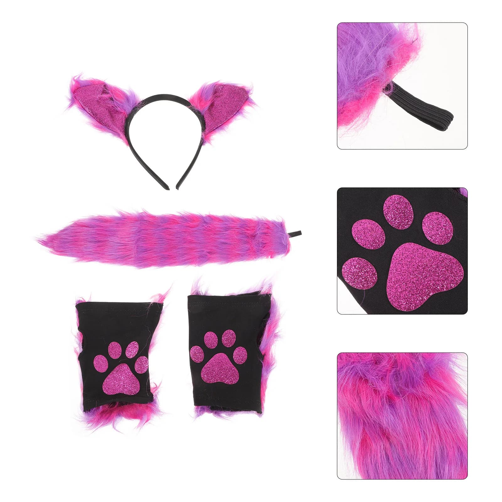 Hair Accessories Tail Child Glove Plush Cat Ear Masks Costume Animal Hairband