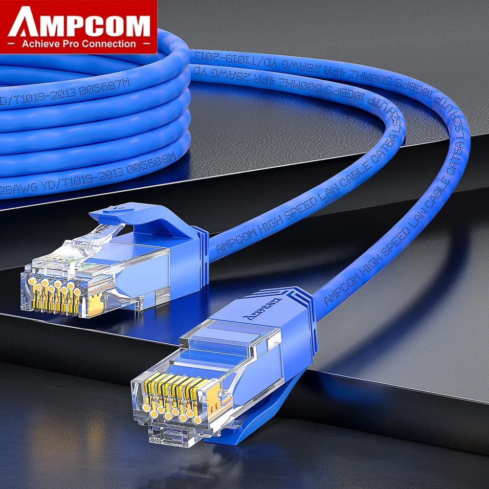 AMPCOM Ethernet Cable, CAT6A Ultra Thin RJ45 Lan Cable UTP RJ 45 Networking Cable Patch Cord for Desktop Computers Modem Router