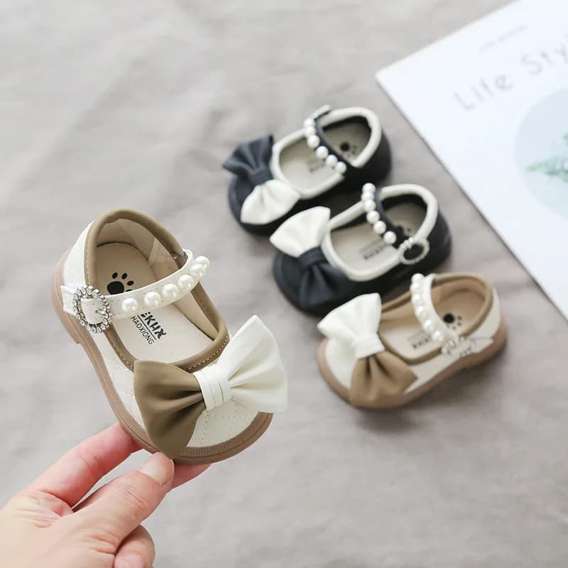 Zapatos Niña Infant Toddler WalkingShoe Soft Soled Baby Shoe Girl Princess Shoe Pearl Leather Shoe Cute Flat Shoe Kid ShoeLolita