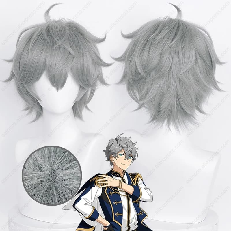 ES Izumi Sena Cosplay Wig 33cm Dark Grey Short Hair Heat Resistant Synthetic Wigs Halloween Party