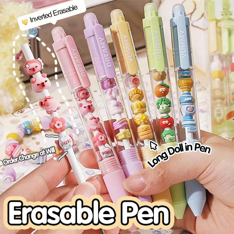 Press to Wipe pen Neutral Pen Ballpoint Pen Third Grade Easy to Wipe Student Cartoon Crystal Blue Neutral Pen Thermal Eraser