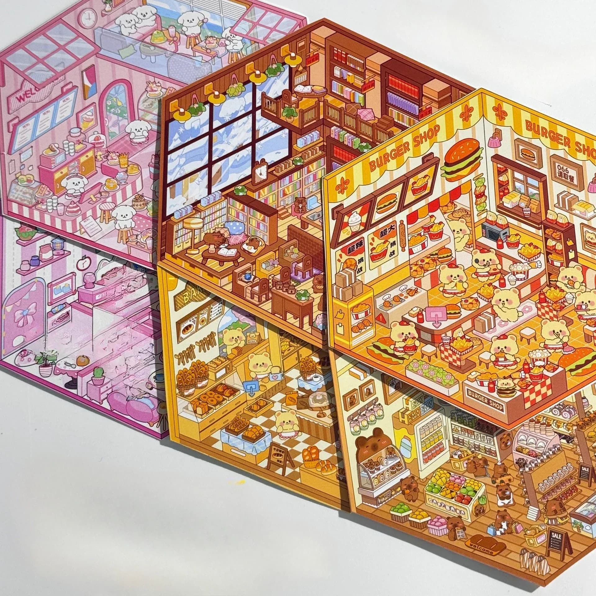 PET Cute Cartoon Animal Miniature World 3D Landscape Stickers Fun Kawaii Kids DIY Room Decoration Toy Gifts Scene Layout Sticker