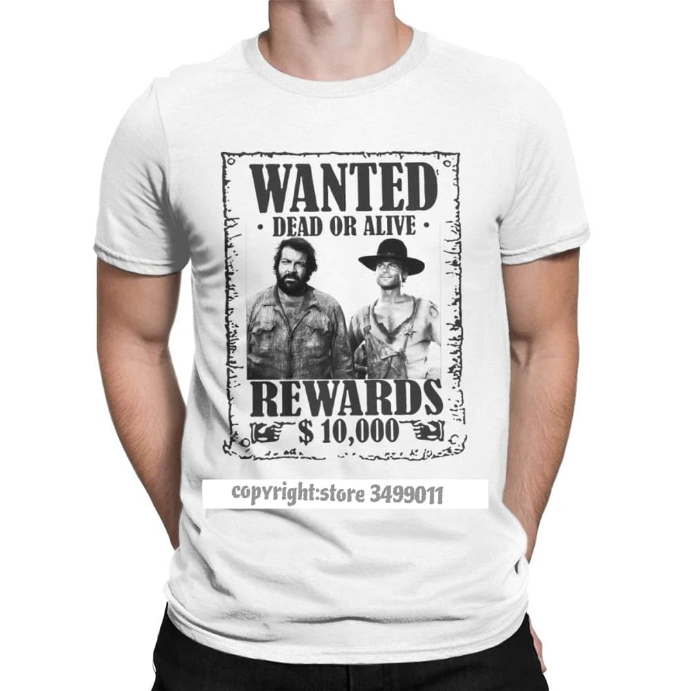 Bud Spencer Terence Hill Wanted Lo Chimavano Epic Movie T Shirt Men Graphic Vintage T Shirt Premium Cotton Tshirts