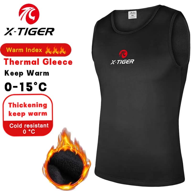 X-TIGER Winter Cycling Vest Base Layer Sleeveless Fleece Sports Bike Jerseys Shirt Warm Bike Underwear Bicycle Keep Heat fleece