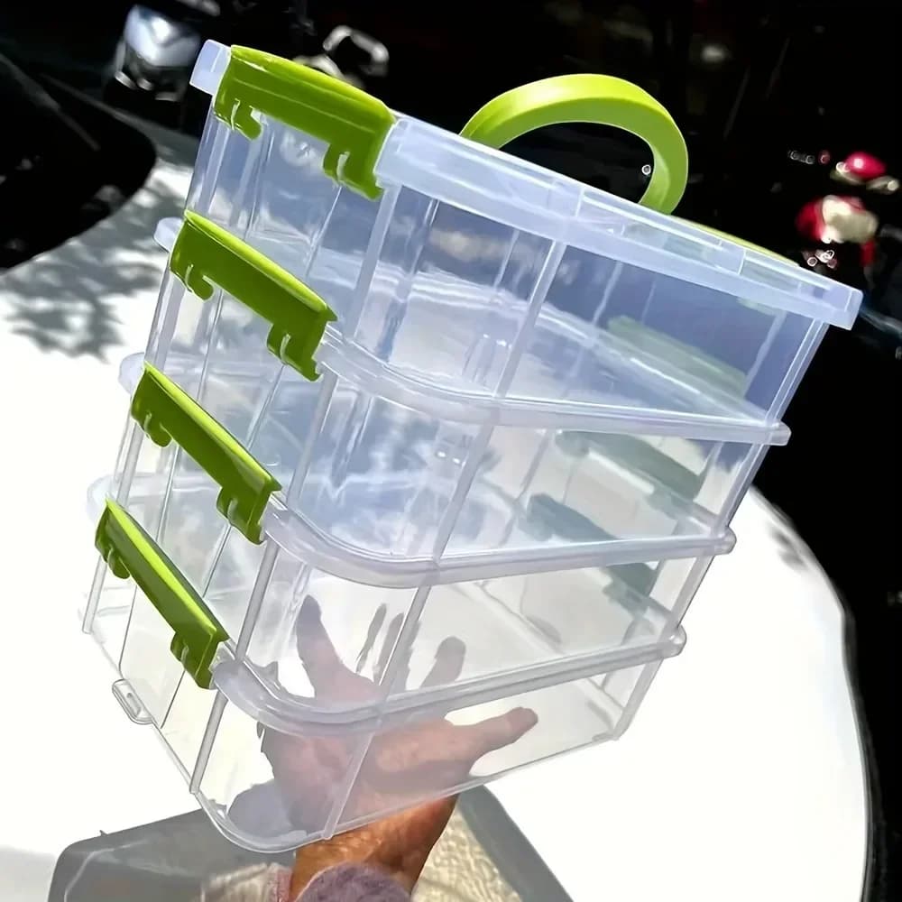 Building Blocks Storage Box Transparent Visibility Tool Classification Boxes Moisture-Proof Grid Drawer Stackable Storage Casket