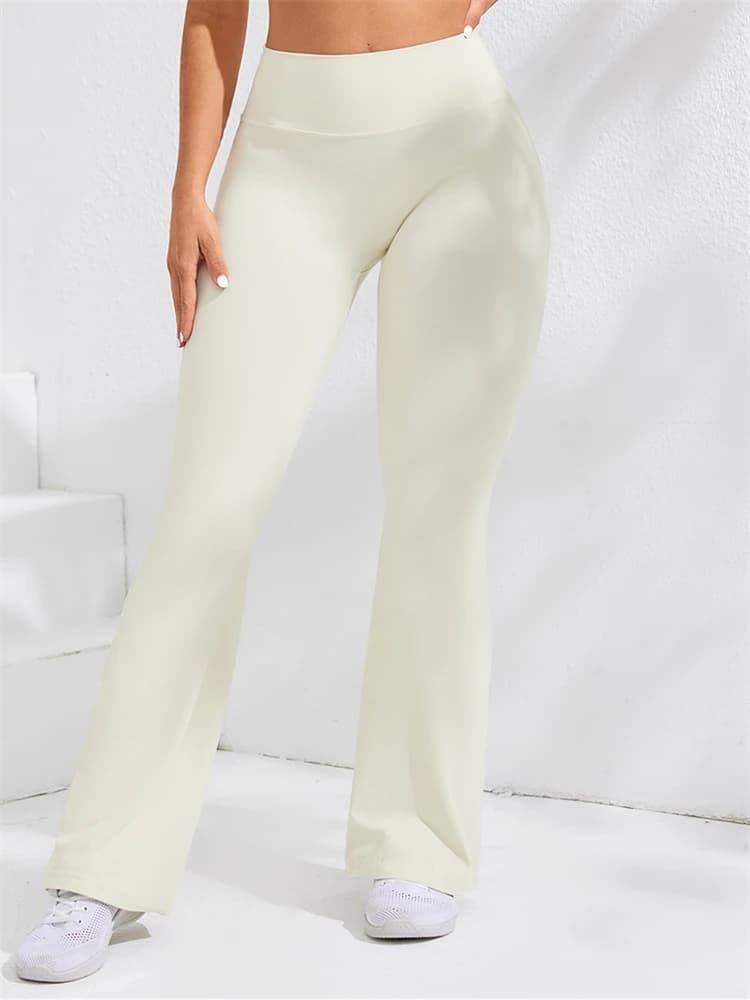 Women Flared Leggings Girl High Waist Breathable Wide Leg Yoga Pants Fitness Workout Tights Gym Sports Casual Slim Clothing